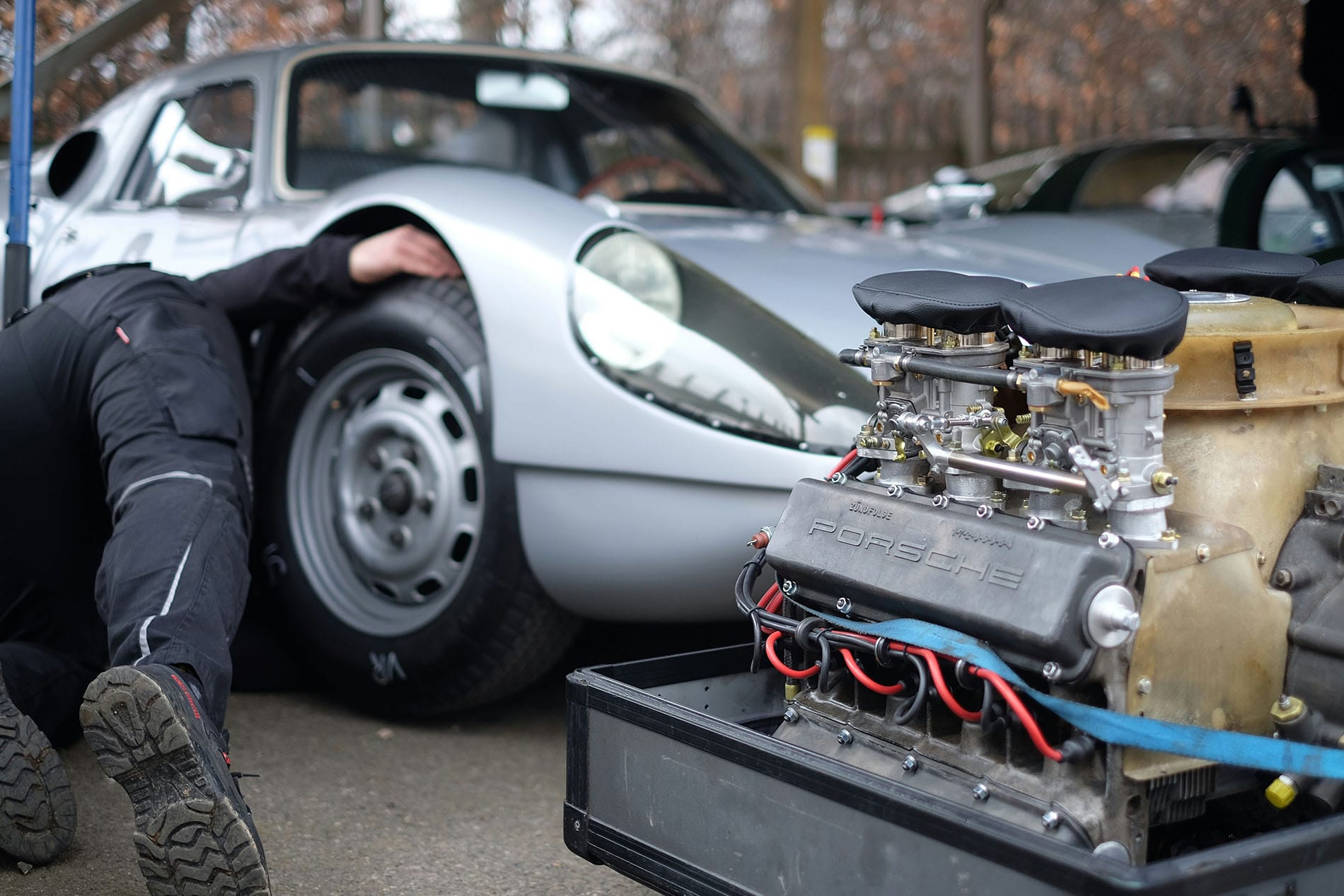 Man working on fixing a car